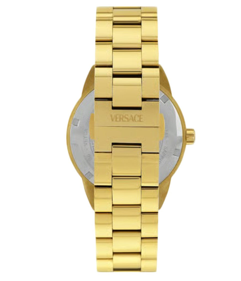 Versace Greca Urban Gold-Tone Quartz Watch With Black Dial
