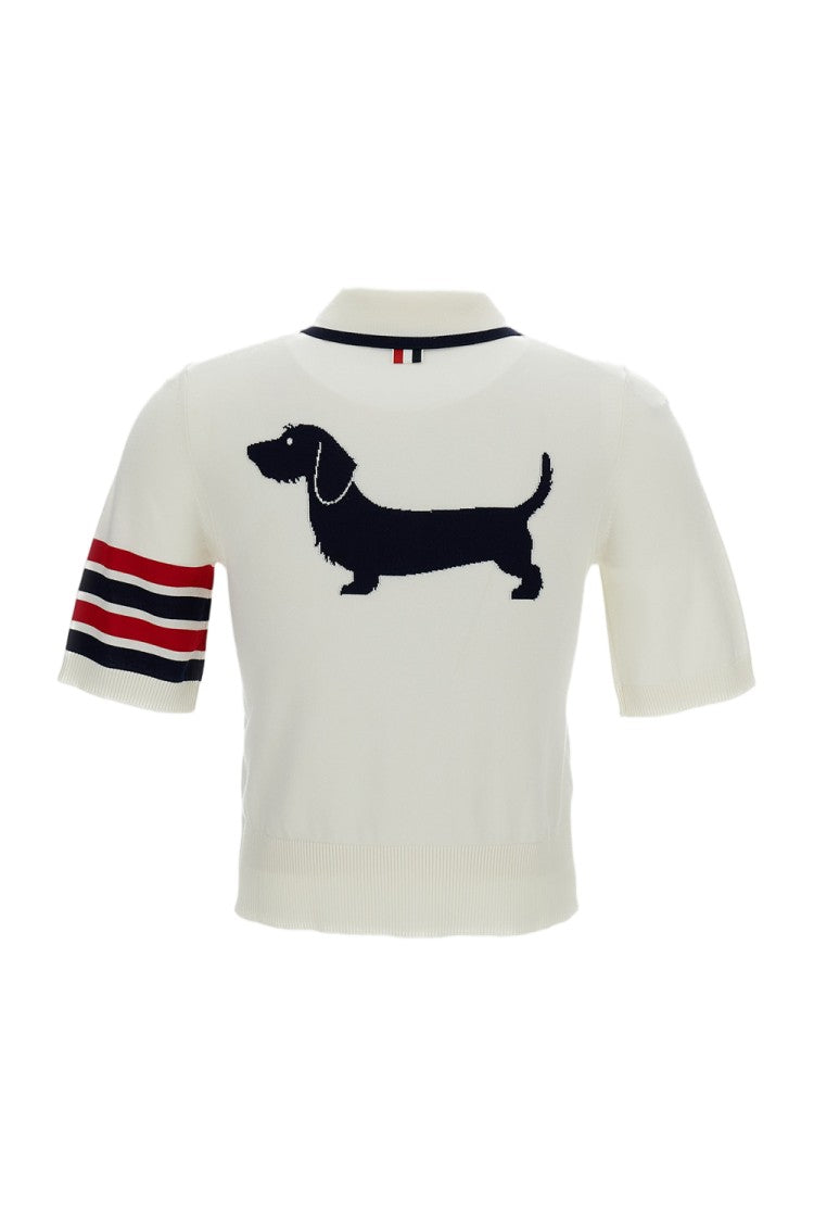 Thom Browne White Jersey Stitch Hector Polo