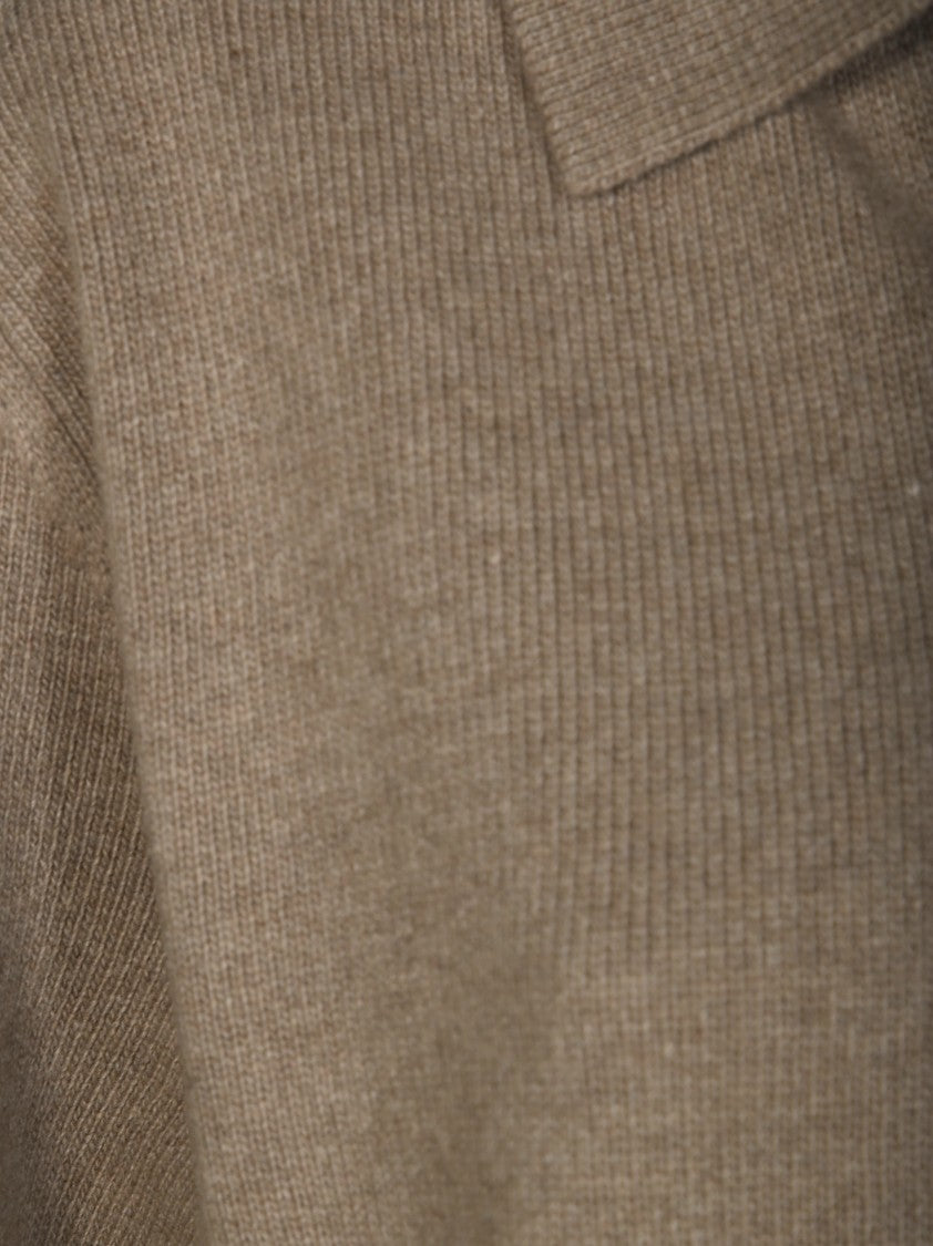 Daniele Fiesoli Long-Sleeved Knit Polo Sweater With Ribbed Texture