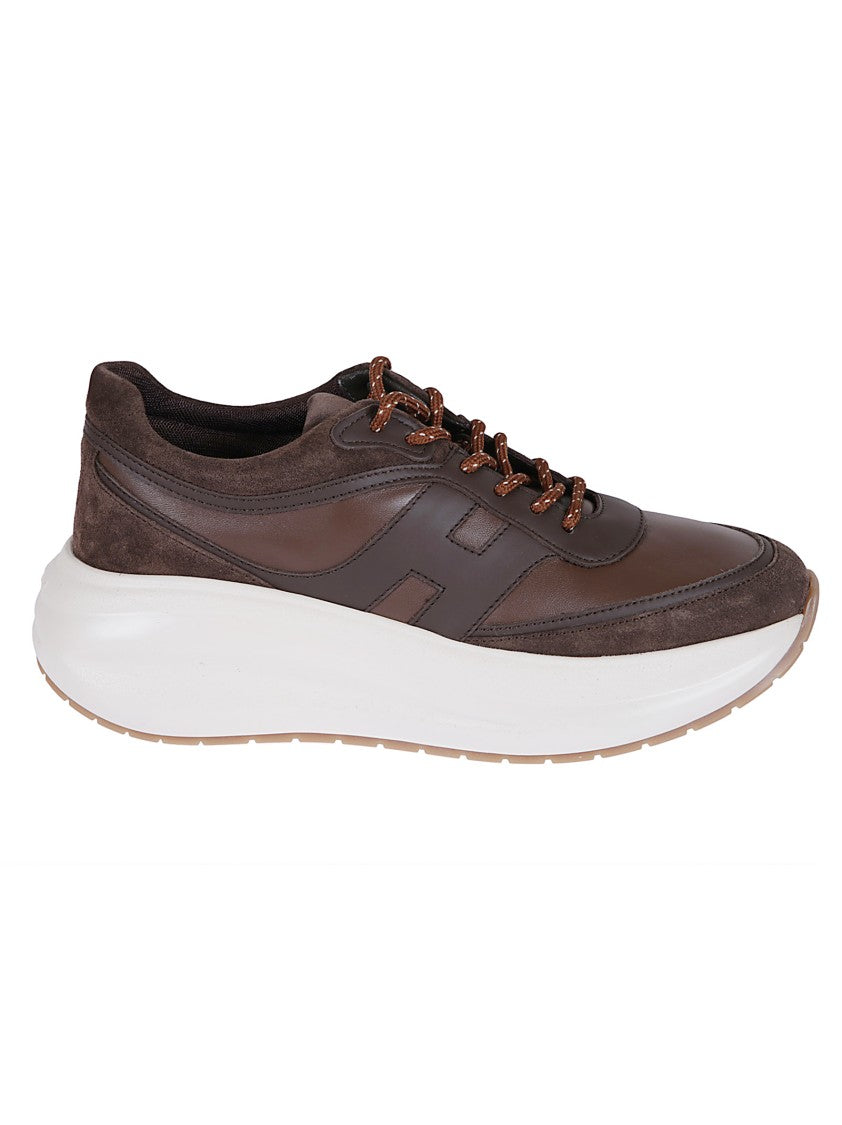 Hogan Brown Suede And Nappa Leather Sneakers