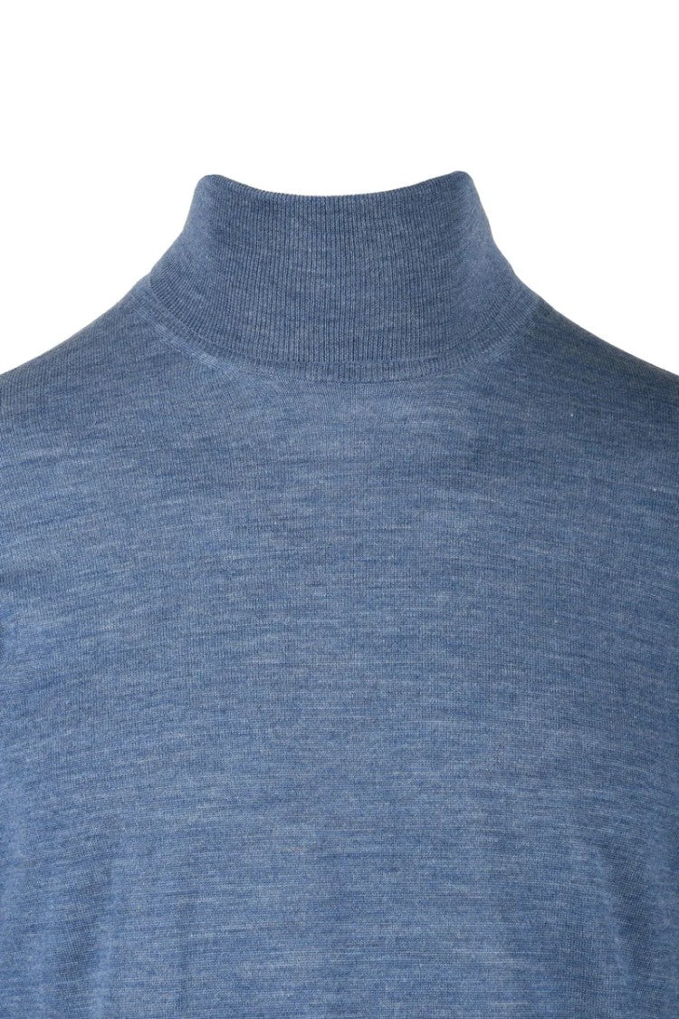 Filippo De Laurentiis Blue Merino Wool Men's Merino Wool Turtleneck