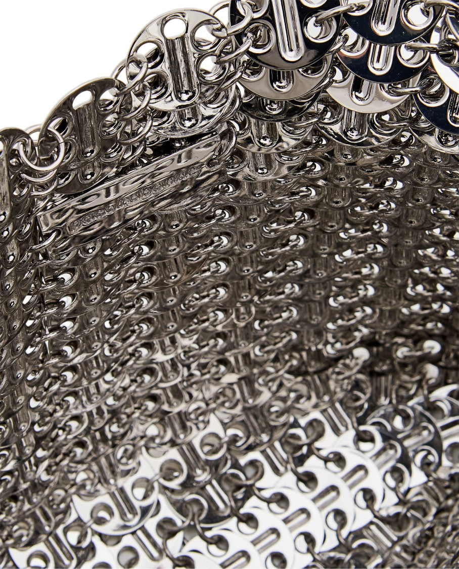 Rabanne Rectangular Silver Shoulder Bag With Metallic Disc Design