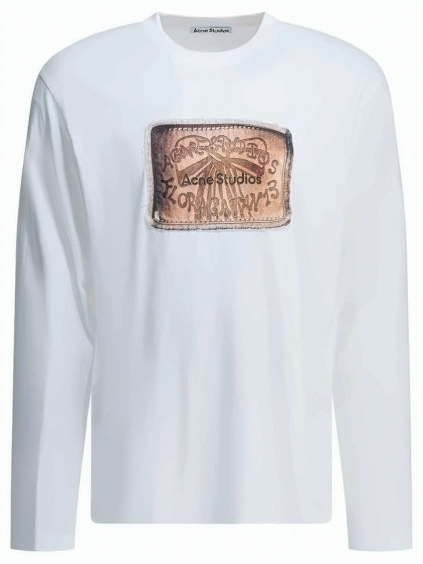 Acne Studios Rectangular Patch Long-Sleeve Shirt With Crew Neckline