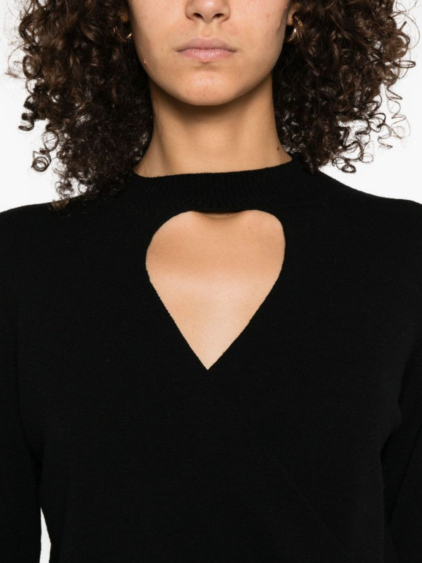 Twin-Set Heart-Cut Black Viscose Blend Sweater