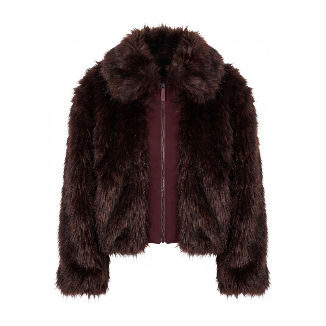 Mackage Black-Garnet Oversized Wool Insert Faux Fur Jacket