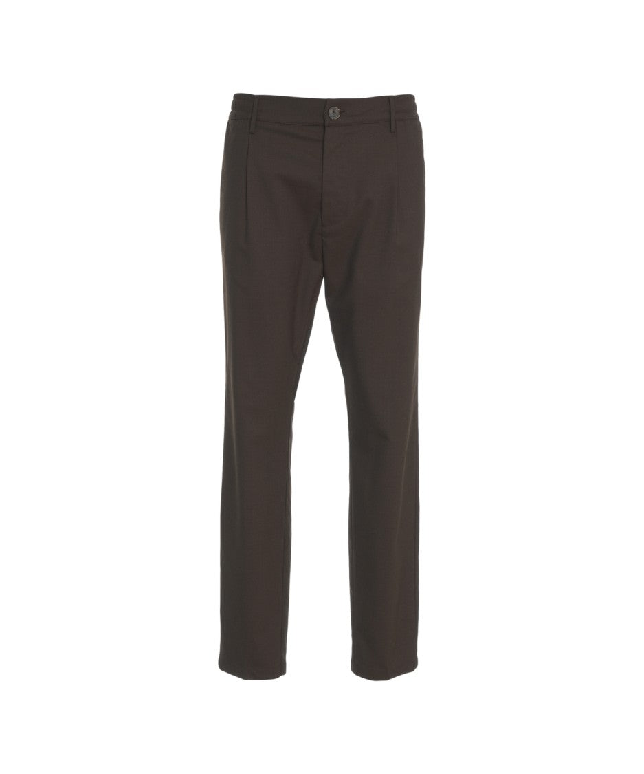 Cruna Pleated Chinos With Oblique Pockets