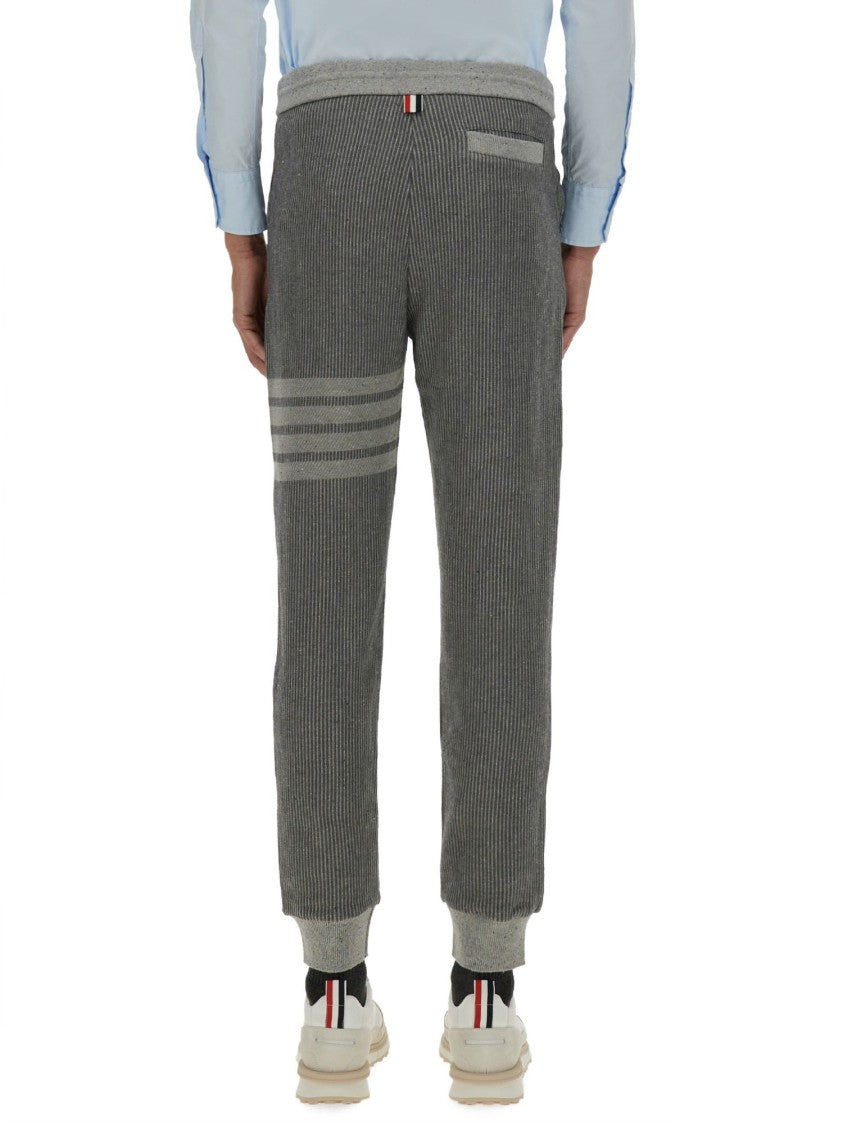 Thom Browne Textured Ribbed Jogger Pants With Distinctive Stripe