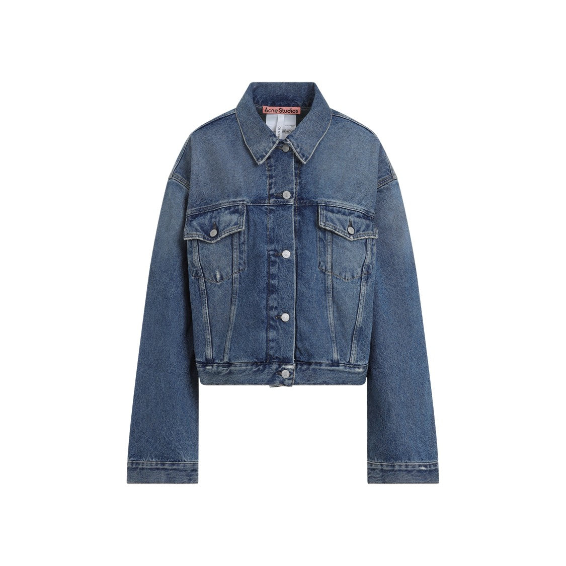 Acne Studios Cropped Mid Blue Cotton Denim Jacket