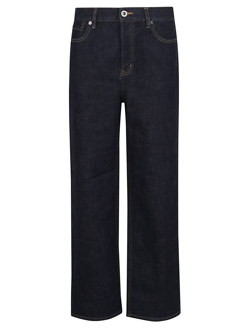 Self-Portrait Indigo Straight Leg Jeans With High Waist And Classic Pocket Design