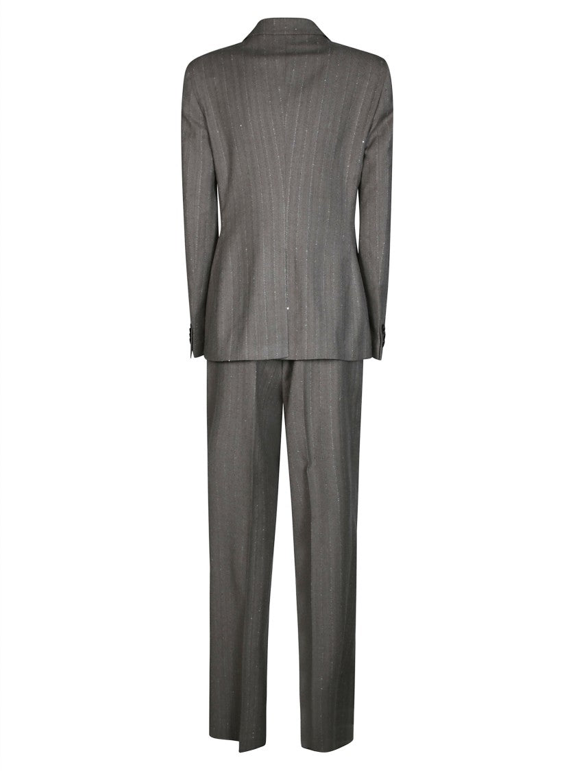 Tagliatore Pinstriped Sequined Tailored Suit