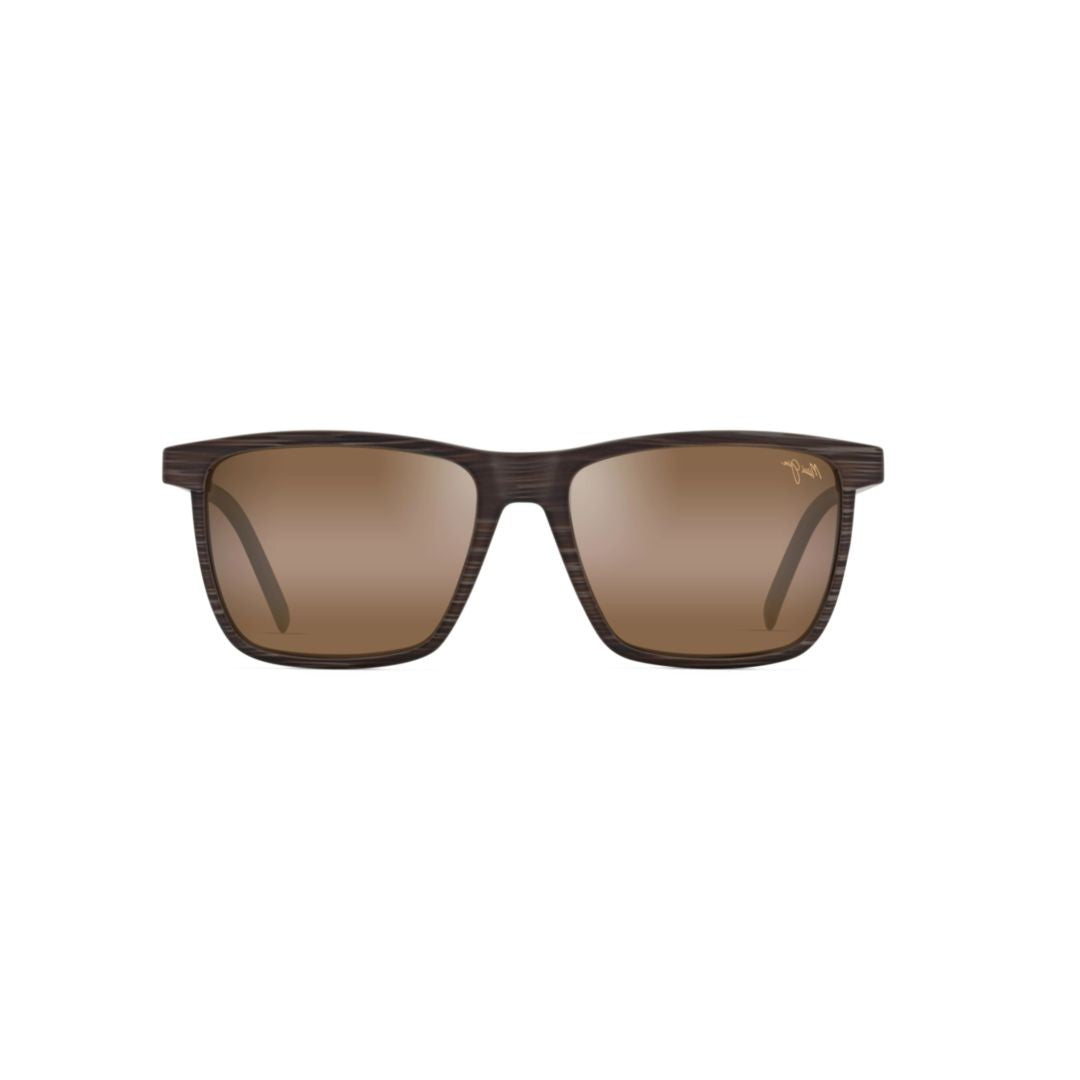Maui Jim One Way Rectangular Frame Sunglasses With Wood-Like Texture