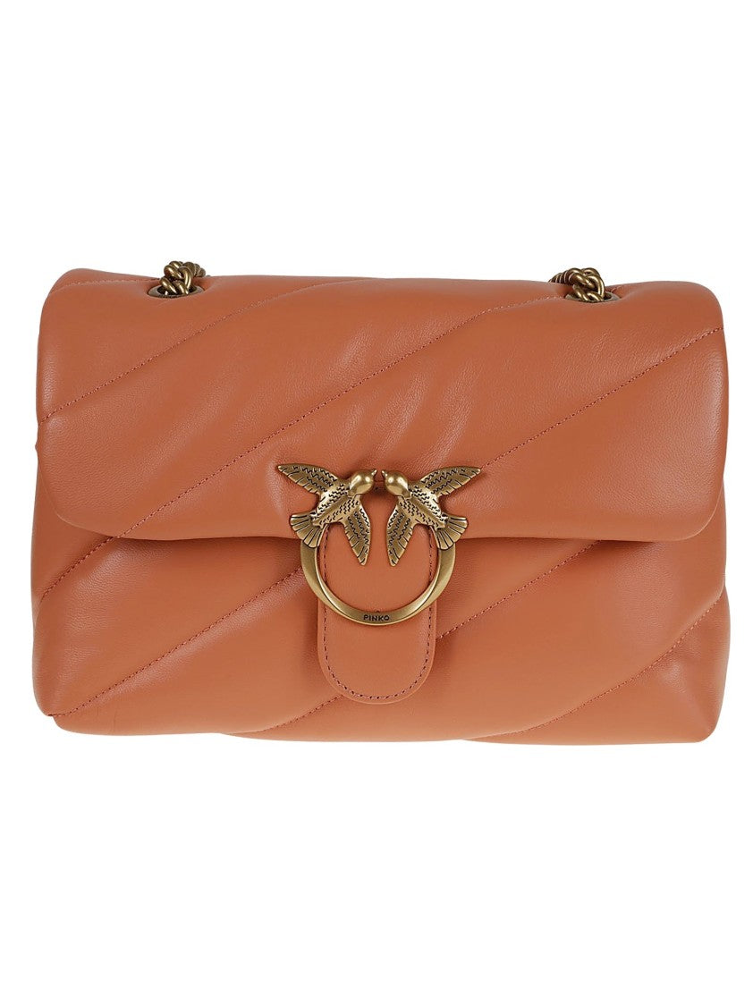 Pinko Quilted Leather Shoulder Bag With Decorative Clasp