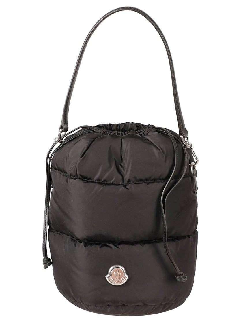 Moncler Quilted Bucket Bag With Drawstring Closure And Leather Strap