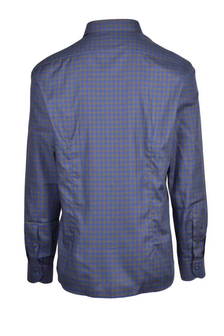 Brio Blue Green Checkered Cotton Shirt