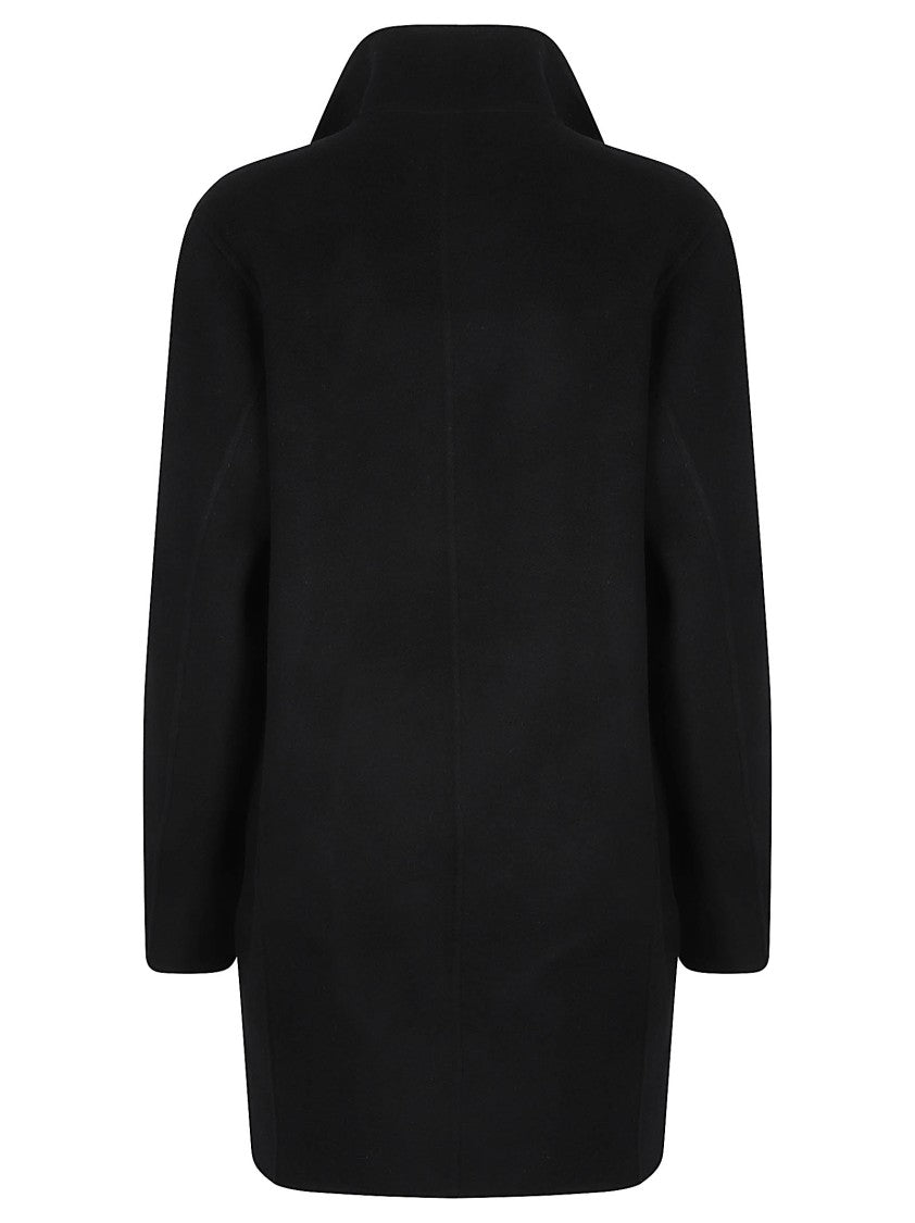 Loulou De Saison Black Olmo Turtle Neck Double-Breasted Wool-Cashmere Long Coat