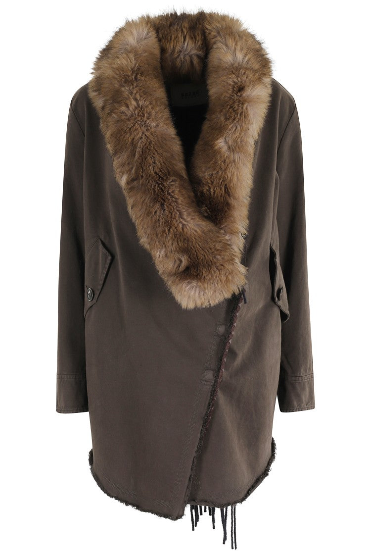 Bazar Deluxe Chocolate Wool Blend Jacket With Detachable Fur-Trimmed Neckline