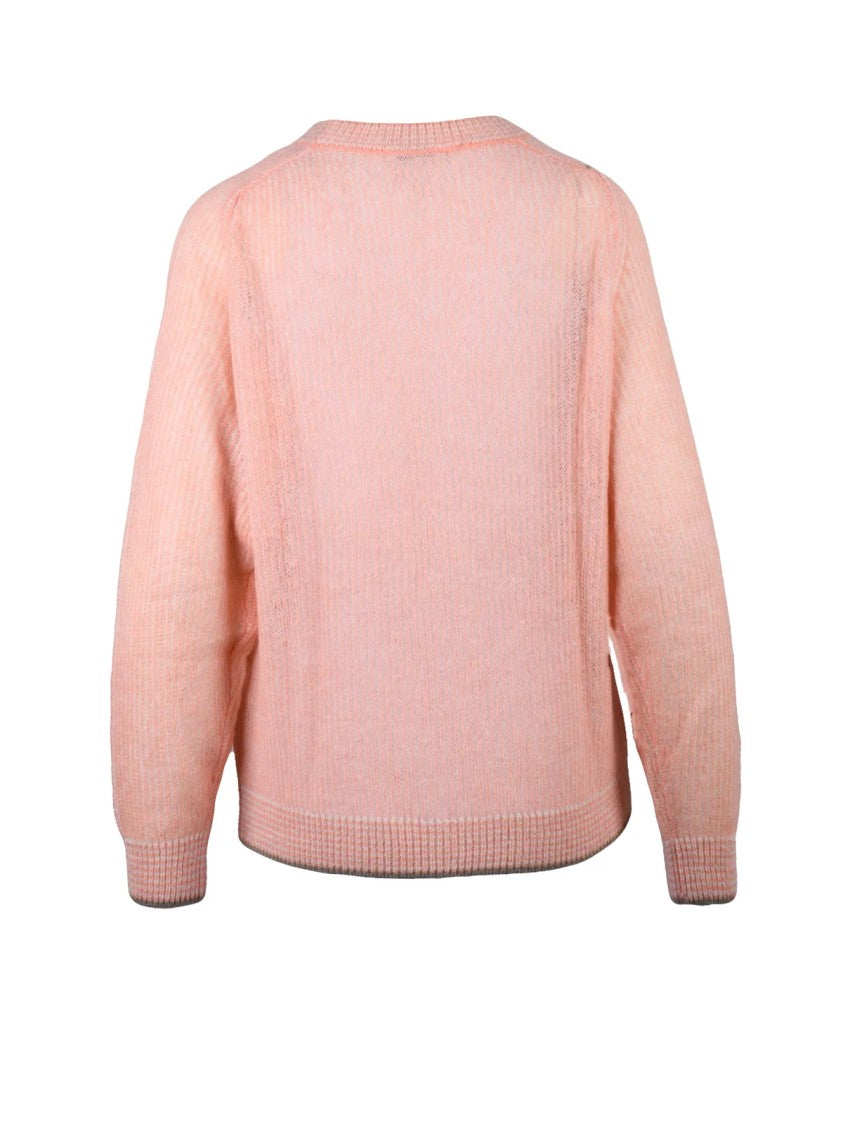 Peserico Baby Alpaca Crewneck Sweater With Raglan Sleeves In Pastel Pink
