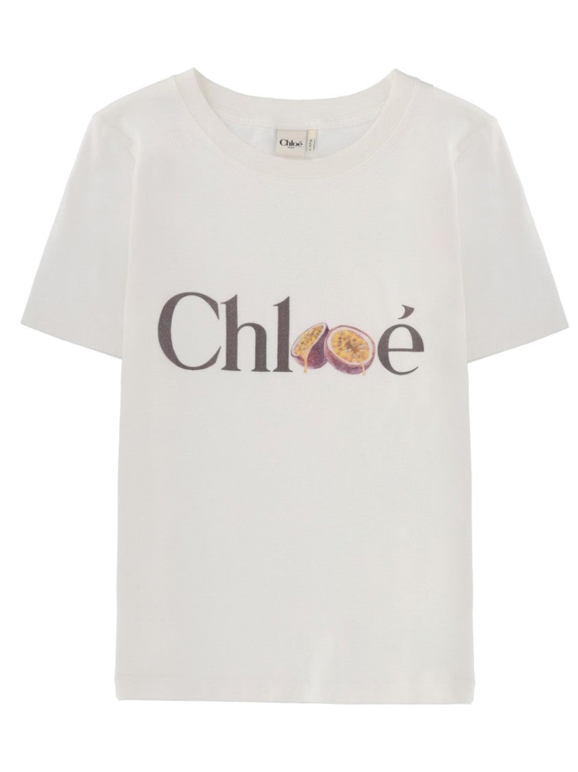 Chloé Baby Fit Cropped Logo Cotton T-Shirt