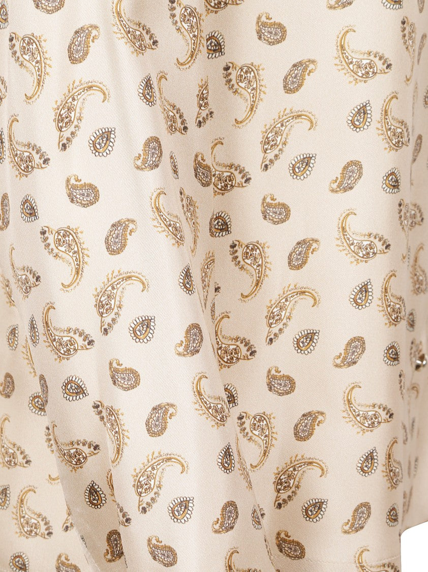 Max Mara Silk Paisley Pattern Long-Sleeved Top With Classic Collar