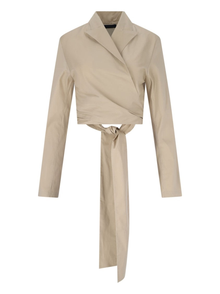 Eudon Choi "Emil" Draped Crop Top – Beige