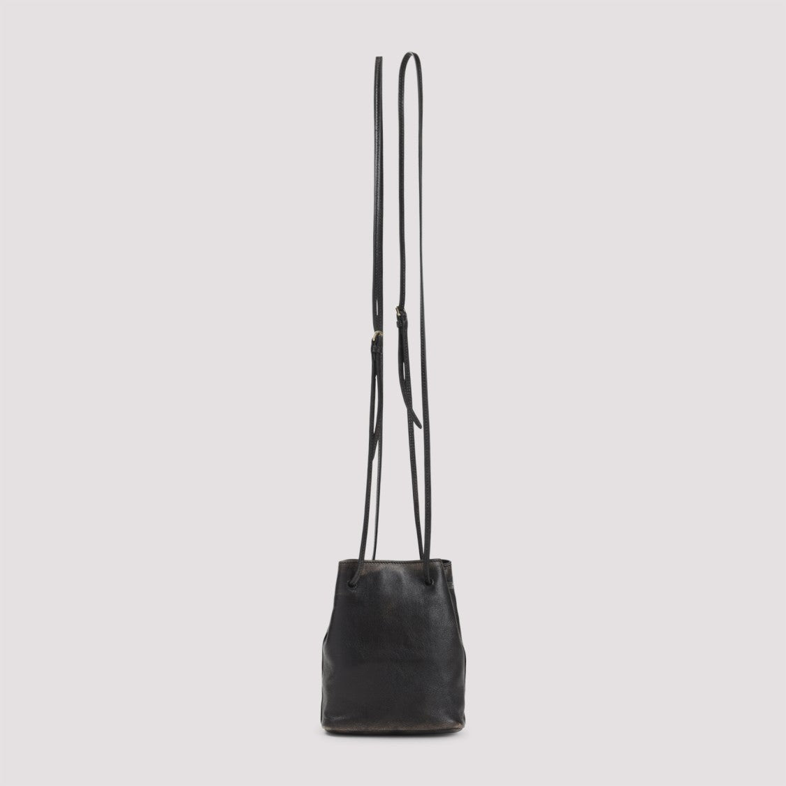 Miu Miu Brown Lamb Leather Clutch With Drawstring Closure