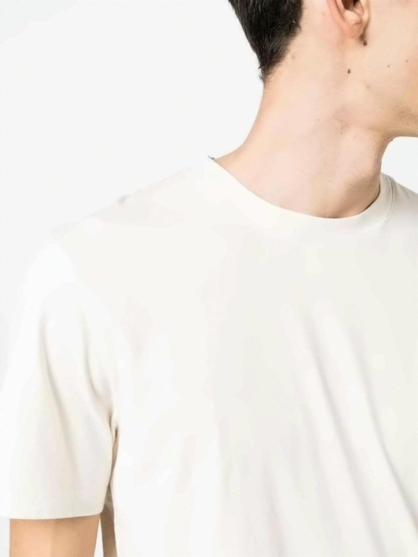 Maison Margiela Minimalist Off-White Cotton Crew Neck T-Shirt