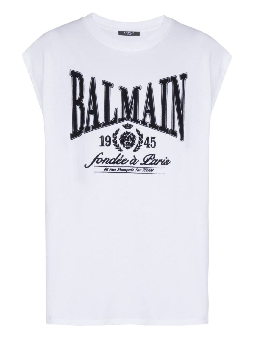Balmain Sleeveless Silk And Nylon Graphic T-Shirt