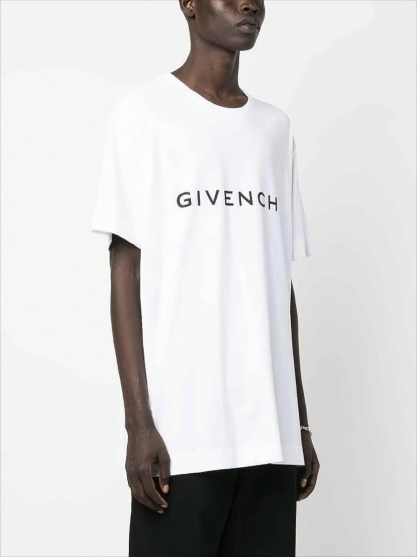 Givenchy White Cotton T-Shirt With Bold Logo Detail