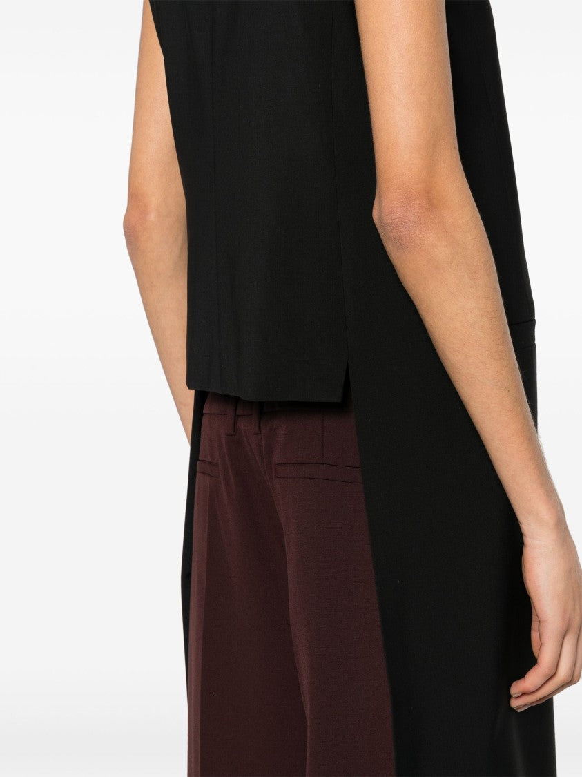 Alberta Ferretti Black Gilet Sleeveless Long Wool Gilet