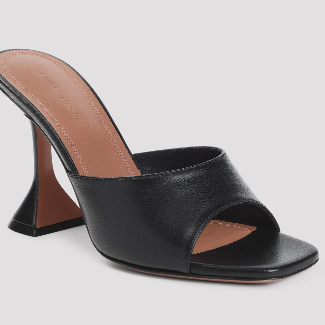 Amina Muaddi Black Nappa Leather Lupita 95 Slippers