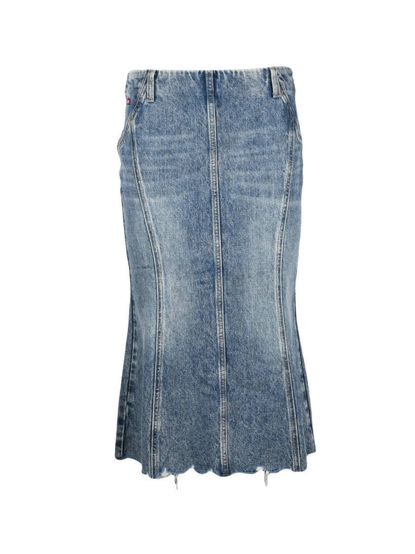 Miss Sixty Blue Cotton Zip Mermaid Denim Midi Skirt