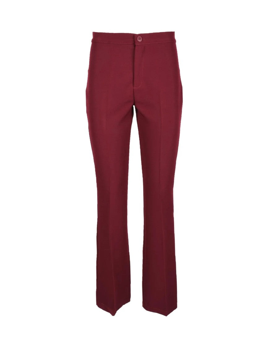 Think Straight-Leg Red Trousers With Stretch Fabric For Flexible Fit