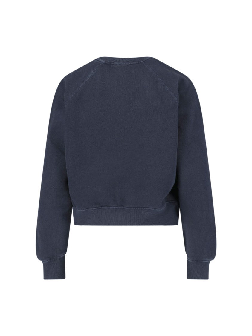 Re/Done Black Vintage-Effect Printed Cotton Sweatshirt