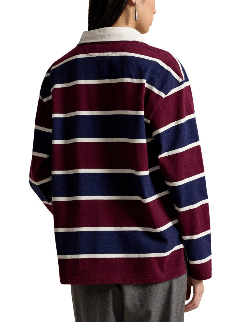 Polo Ralph Lauren Blue Stripe Oversized Cotton Polo Shirt