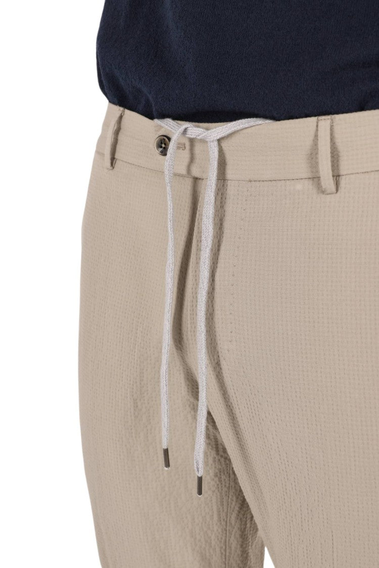 Pt Torino Seersucker Cotton Slim Fit Jogger Trousers