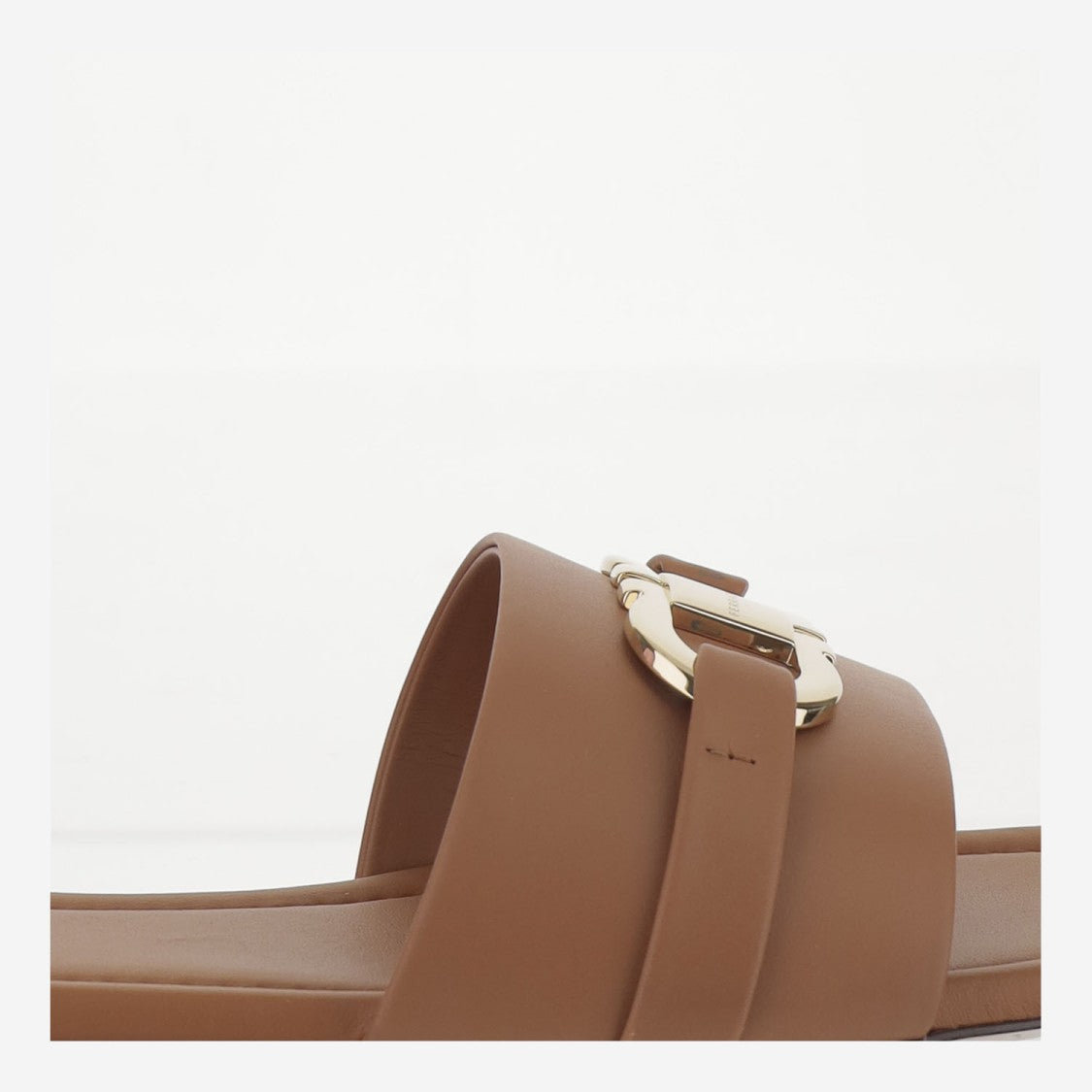 Salvatore Ferragamo Leather Flat Sandals With Logo