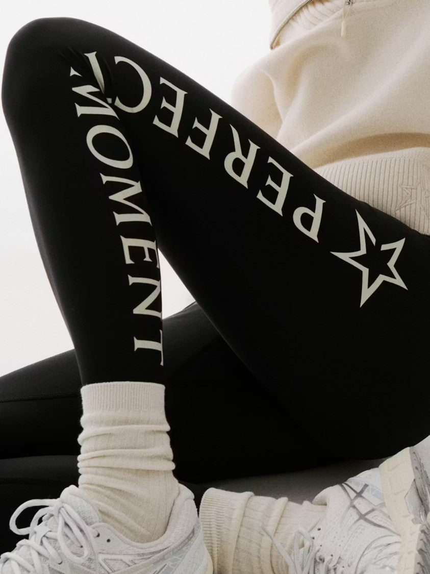 Perfect Moment Black High-Waist Graphic Trekking Leggings