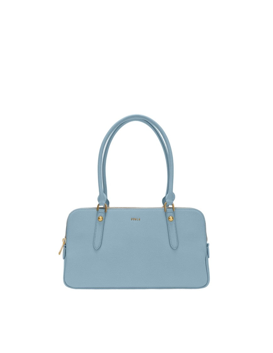 Furla Giulia M Boston Leather Shoulder Bag, Midnight Blue