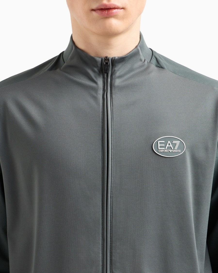 Ea7 Emporio Armani Zip-Up Polo Collar Sweatshirt With Functional Pockets