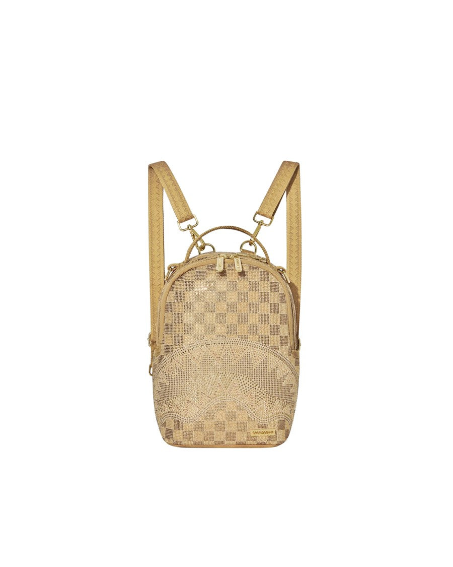 Sprayground Mini 2 Tone Gold Trinity Checkered Backpack
