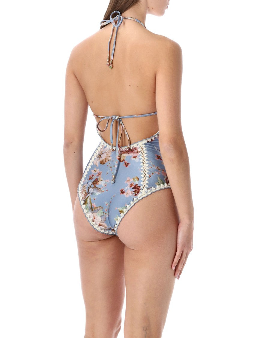Zimmermann Chambray Crochet One-Piece Swimsuit