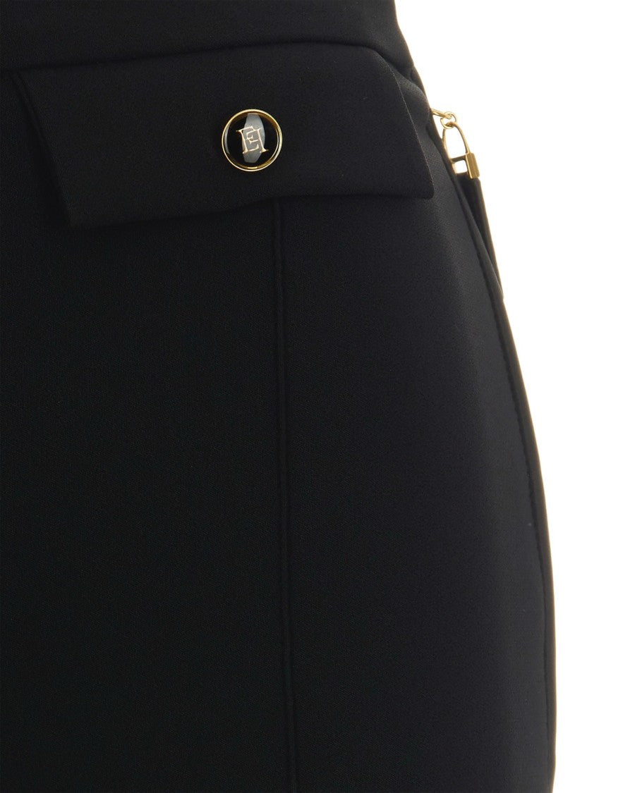 Elisabetta Franchi Black Double Crêpe Trousers