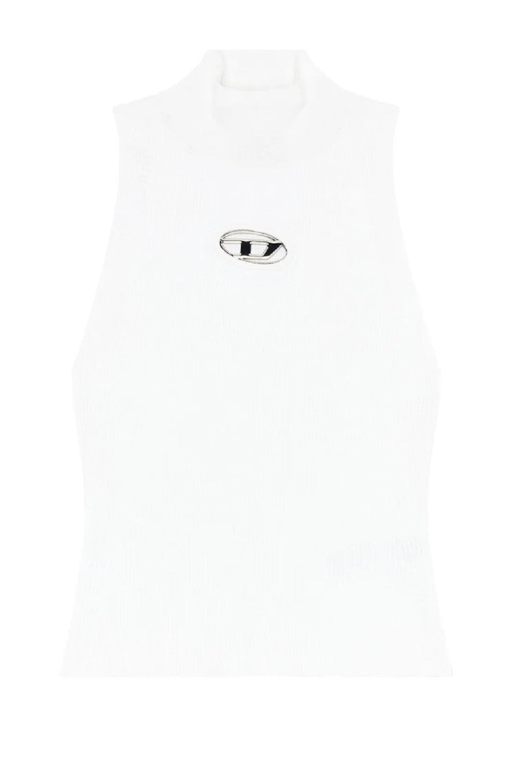 Diesel Ribbed High Neck Sleeveless Top