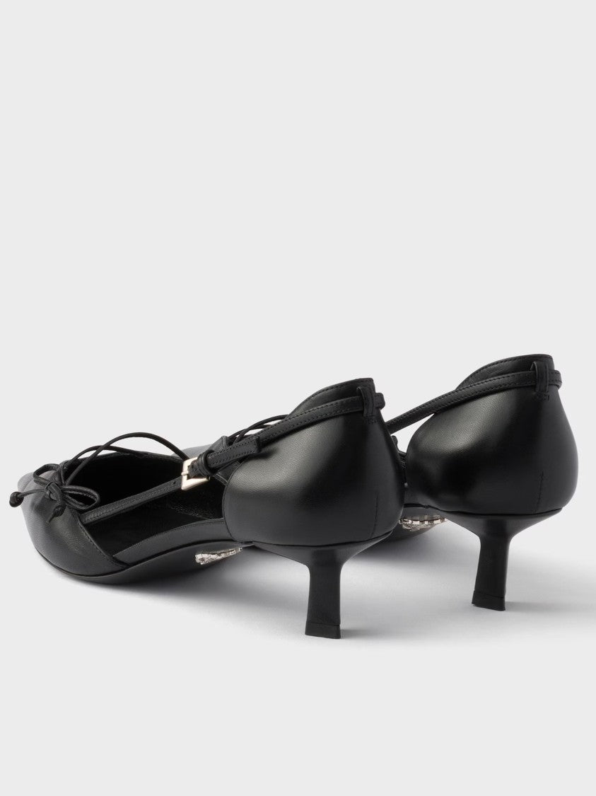 Prada Pointed-Toe Slingback Bow Detail Pumps