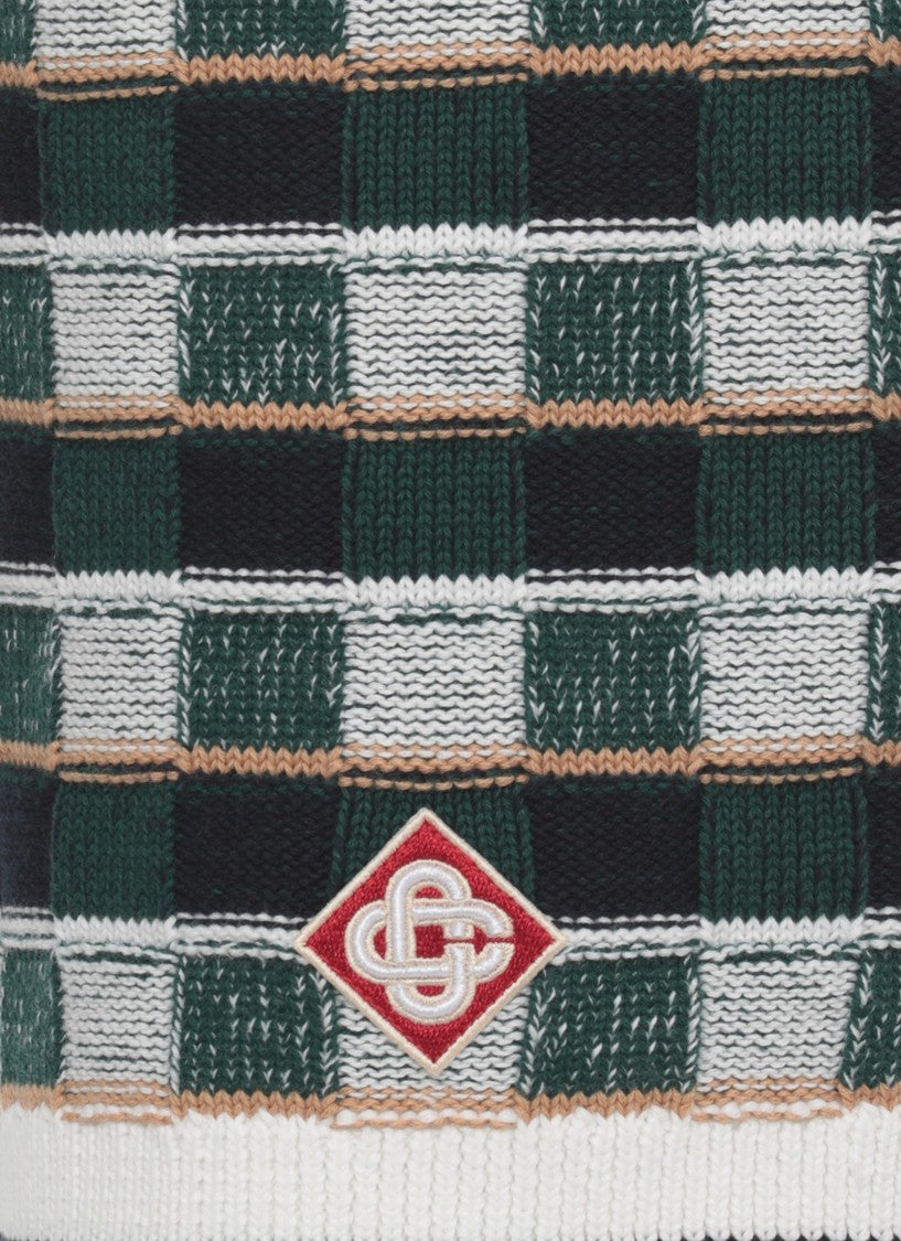 Casablanca Green Mosaic Check Pattern Shorts
