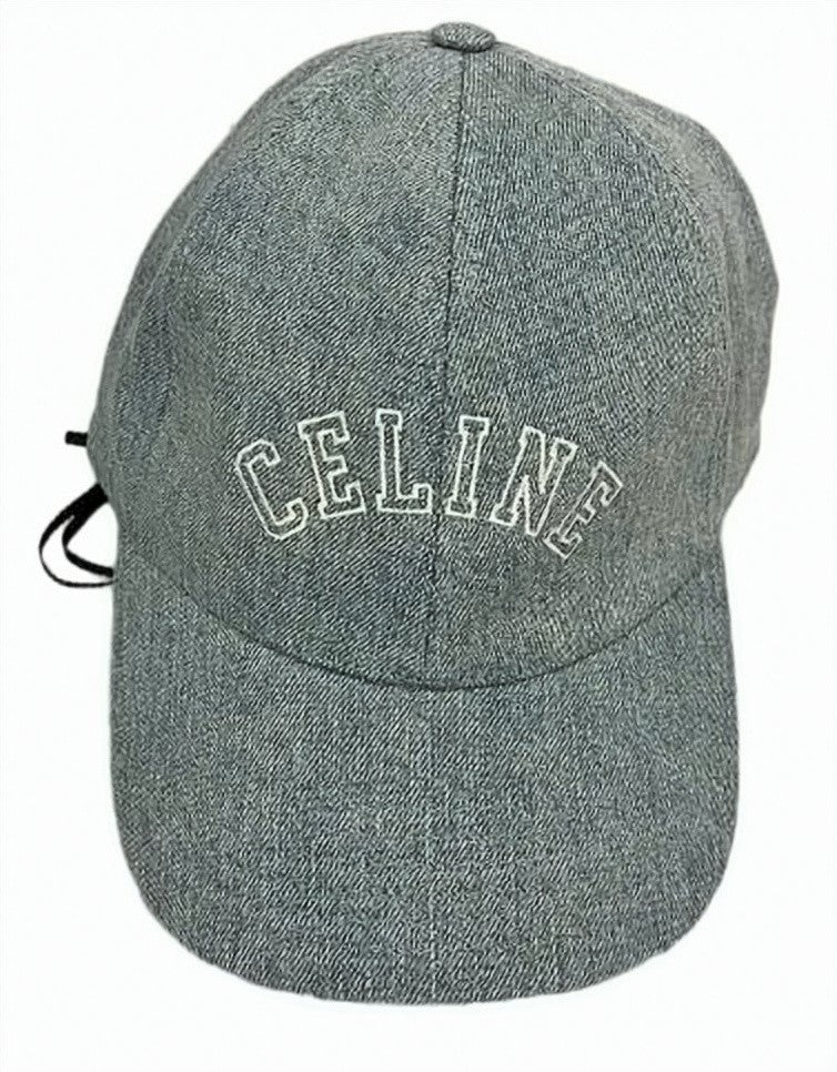 Celine Textured Cotton Baseball Cap With Embroidered Lettering