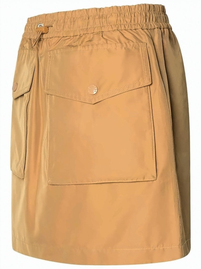 Moncler Structured Mini Skirt With Adjustable Waistband And Flap Pockets