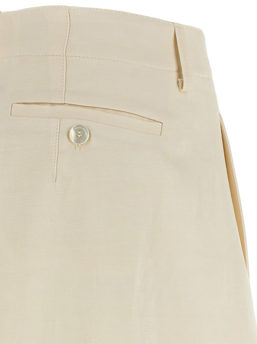 Magda Butrym Wide Leg Stretch Cotton Trousers With Asymmetric Stitching