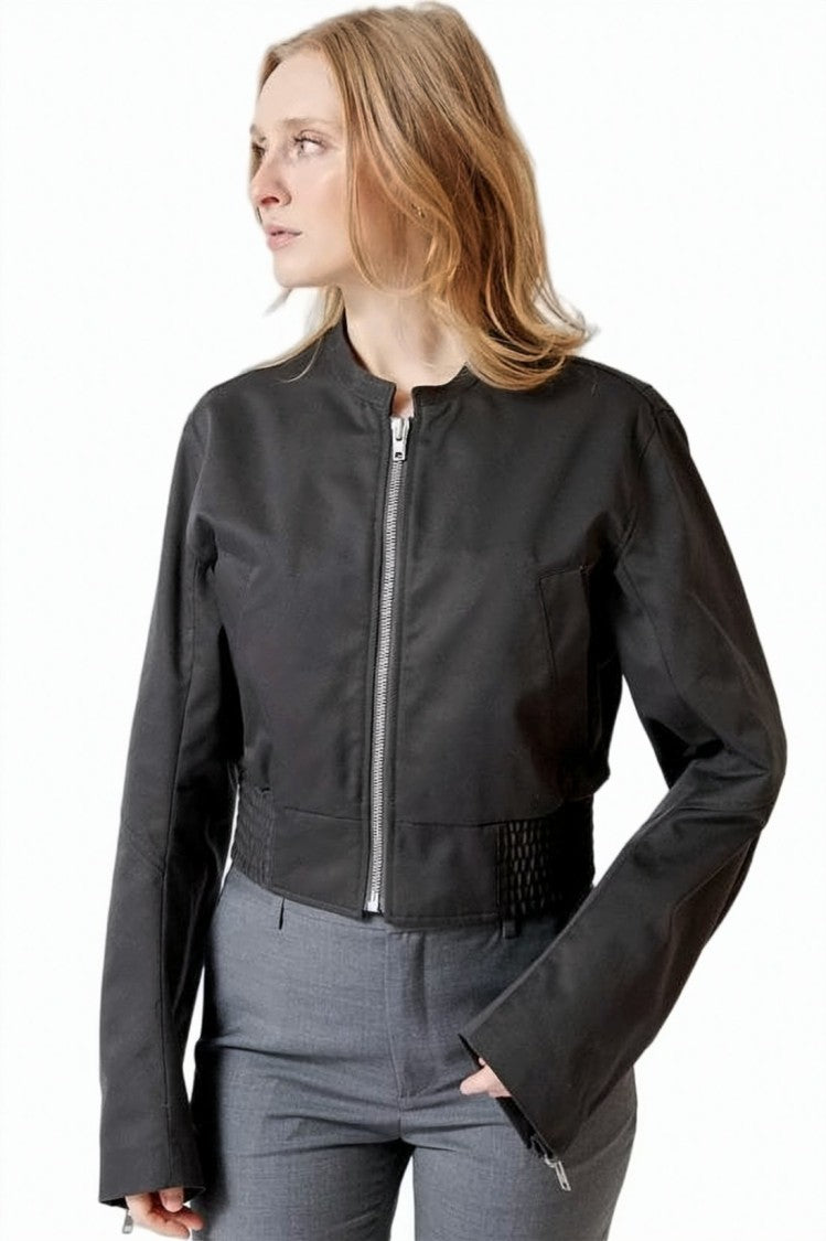 Mm6 By Maison Margiela Cropped Bomber Jacket With Minimalist Design