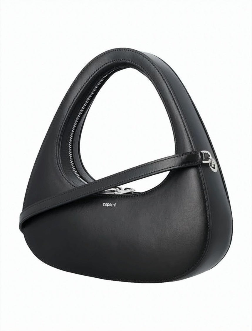 Coperni Crescent-Shaped Black Calf Leather Tote Bag